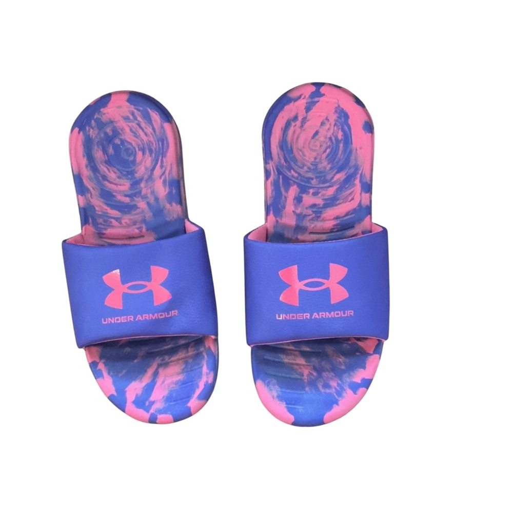 Under Armour Pink and Blue Slide Sandals‎ Size 5Y